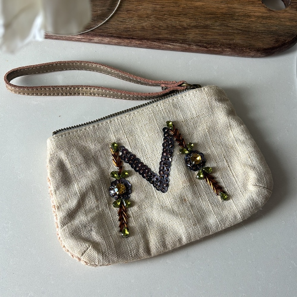 ♥️… Anthropologie Miss Albright Monogram M Wristlet